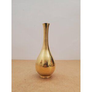 small Vintage Brass Vase - Boho / Eclectic Decor - Decorative Centerpiece Vase